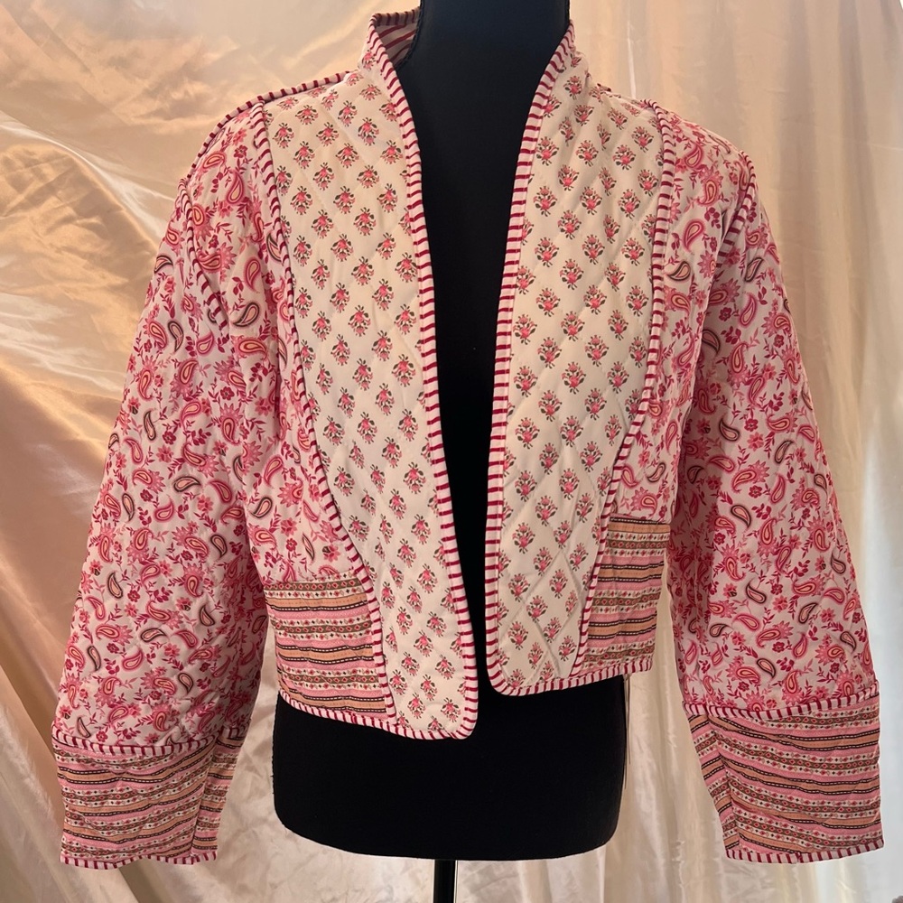 Commense Pink and White Paisley and Floral Jacket